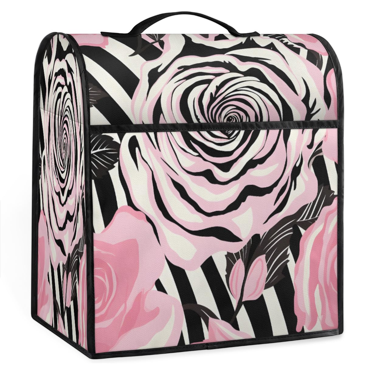 Coffee Maker Cover Zebra Print Rose Kitchen Appliance Covers Small Appliance Covers Blender Cover Juicer Cover Dust Covers for Kitchen Appliances with Top Handle and Pockets,Washable,B453