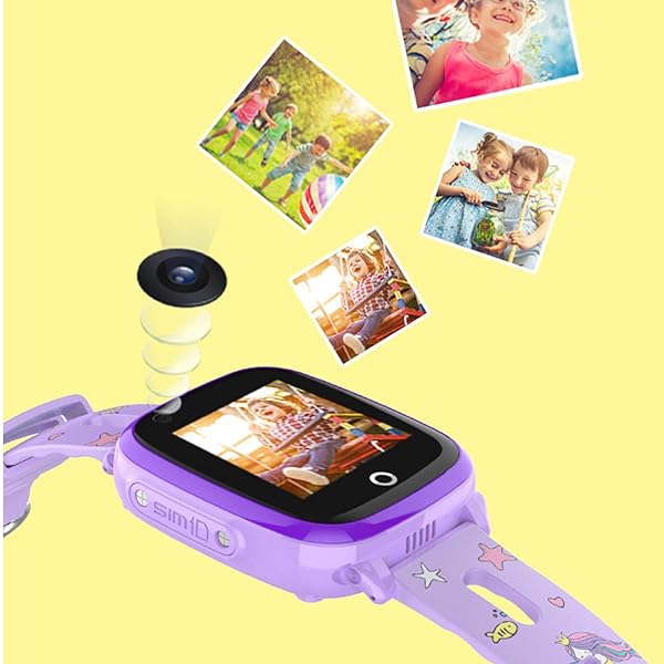 Smartwatch con schermo touch screen per bambini con fotocamera HD Padometer SOS GPS orologio da polso compatibile con iPhone Android viola 435 x 432 x 178 cm