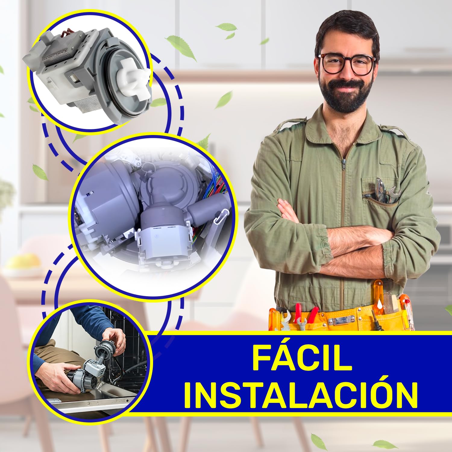 Bomba para Lavavajillas 220/240V 30W con Código Original 1748200100 1740300100 1740300200 1740300300 para Beko - Garantía de 10 Años - MONTERAL