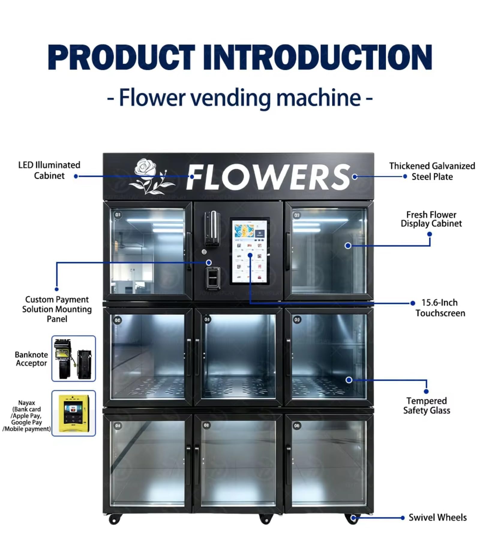 Distributore di fiori refrigerato commerciale per affari