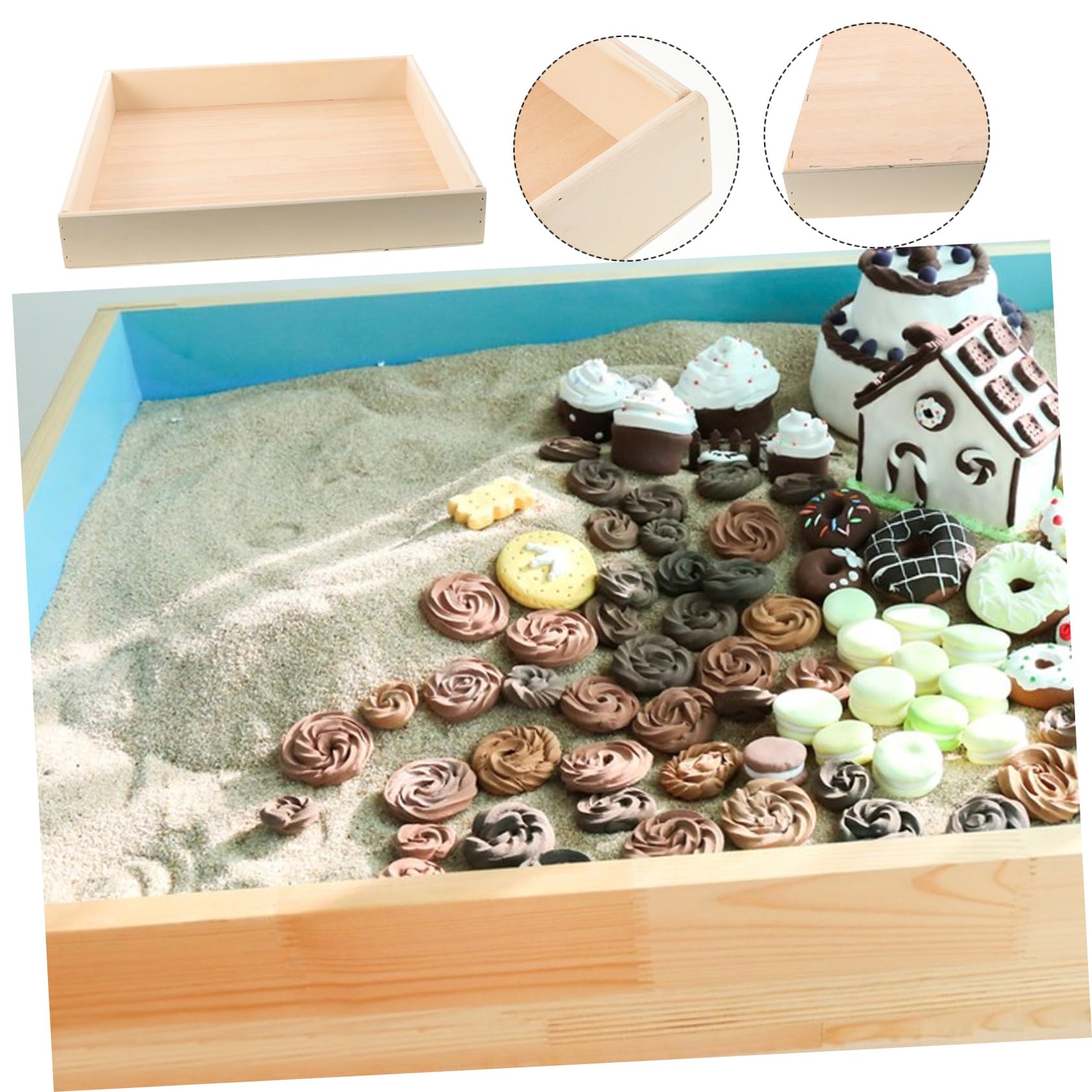 Bandeja de Arena Portátil de Madera Beige para Niños