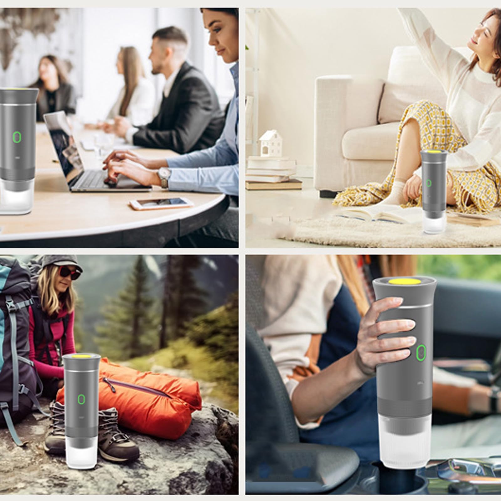 Máquina de café espresso portátil, 3 en 1, eléctrica, autocalentadora, de camping, mini cafetera de coche, recargable, 12 V con USB-C compatible con café molido y cápsula NS