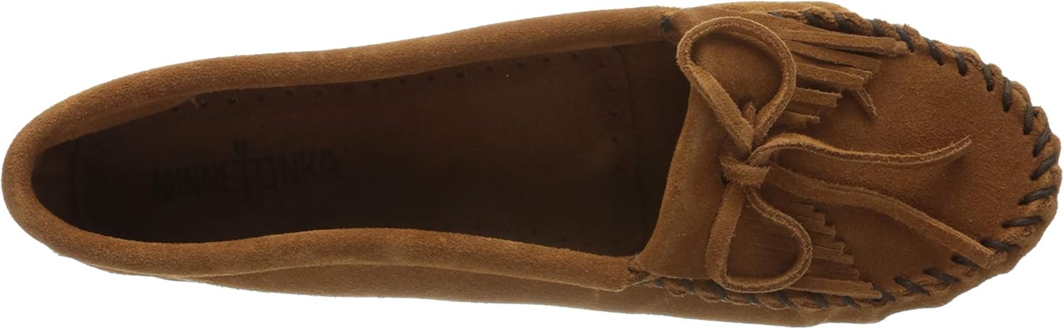 Minnetonka Women's Kilty Hardsole Moccasins 8 Wide Brown