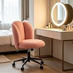 Furniliving chaise de bureau sans bras, Chaise Vanité rembourrée avec dos, Chaise de travail confortable pour chambre, Dressing Room, Bureau à la maison, Noir