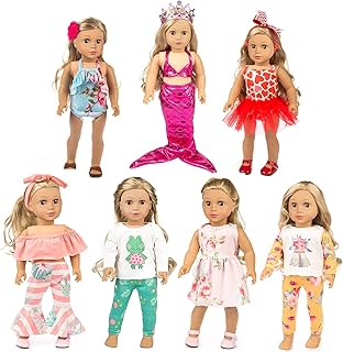 XFEYUE American 18 inch Doll Clothes and Accessories for 18 inch Doll, Mermaid Costumes and Various Styles of Doll Clothes for Child Birthday Gifts