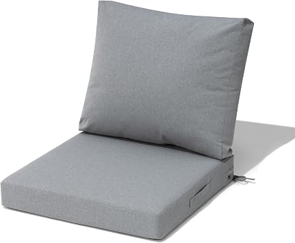 24x24 Inch Outdoor Cushions Waterproof Patio Furniture Cushions with Removable Cover Deep Seat and Back Cushion for Chair Sofa Couch Gray