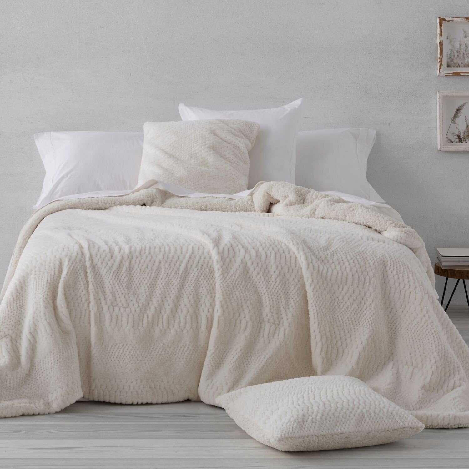 Burrito Blanco | Colcha edredón Invierno con Borreguillo | Cama de 150cm. (+Medidas Disponibles) | Diseño 439 | Color Crema (250x260cm.)