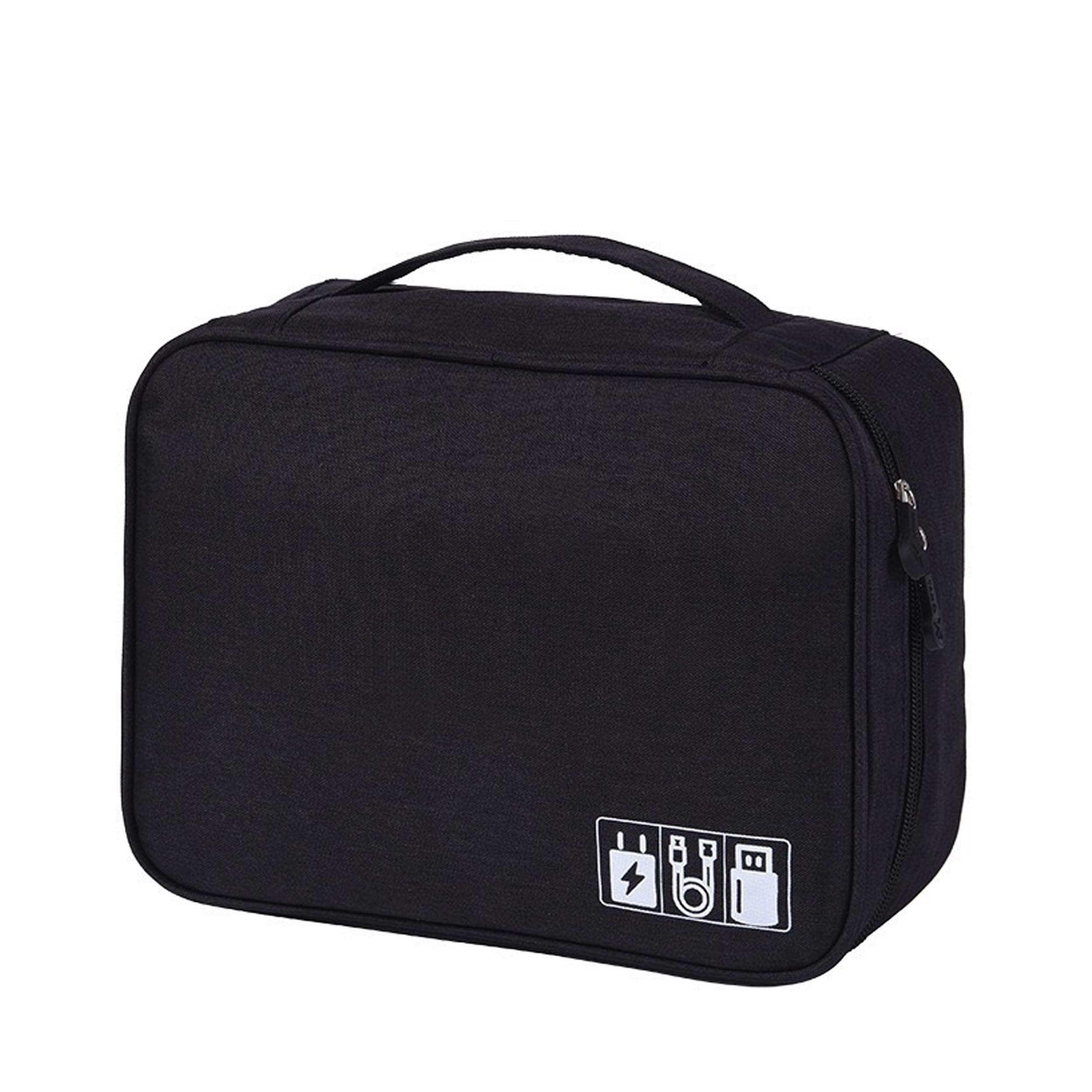 Travel Cable Organiser, 24.5×18×10cm Electronics Accessories Organizer, Universal Carry Travel Gadget Electronics Accessories Bag for Cables, Power Bank, USB Drive, Charger, Hard Disk (Black)