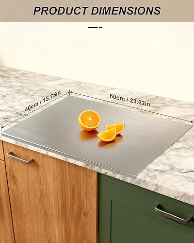Miniatura 5 de GVUHR Tabla de cortar de acero inoxidable 304 para cocina, tabla de pan grande en forma de L, tabla de cortar de doble cara para hornear, tabla de