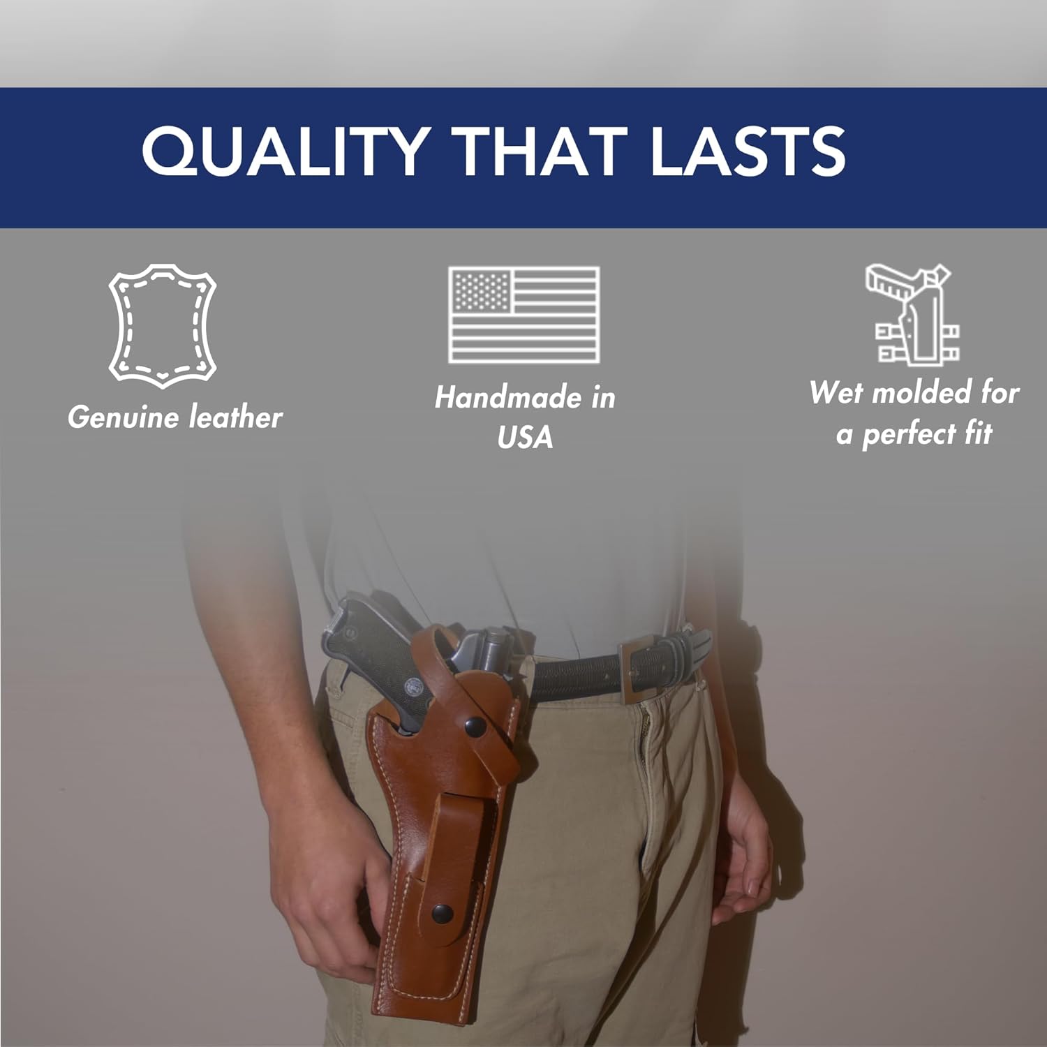 BlueStone Safety Leather MK 22 Holster With Mag Pouch Compatible with Ruger MK I, II, III, IV Handguns with 5.5-Inch Barrel | Leather Handgun Holster Compatible with Mark 22 Handgun | (Right, Mahogany