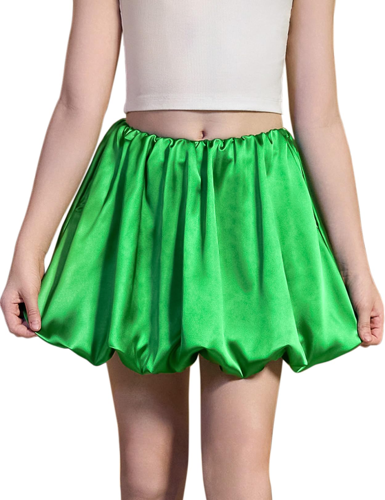 Perfashion Girls Bubble Skirt Metallic Puff Balloon Cute Mini Skorts Dance Outfits with Shorts 4-13Y
