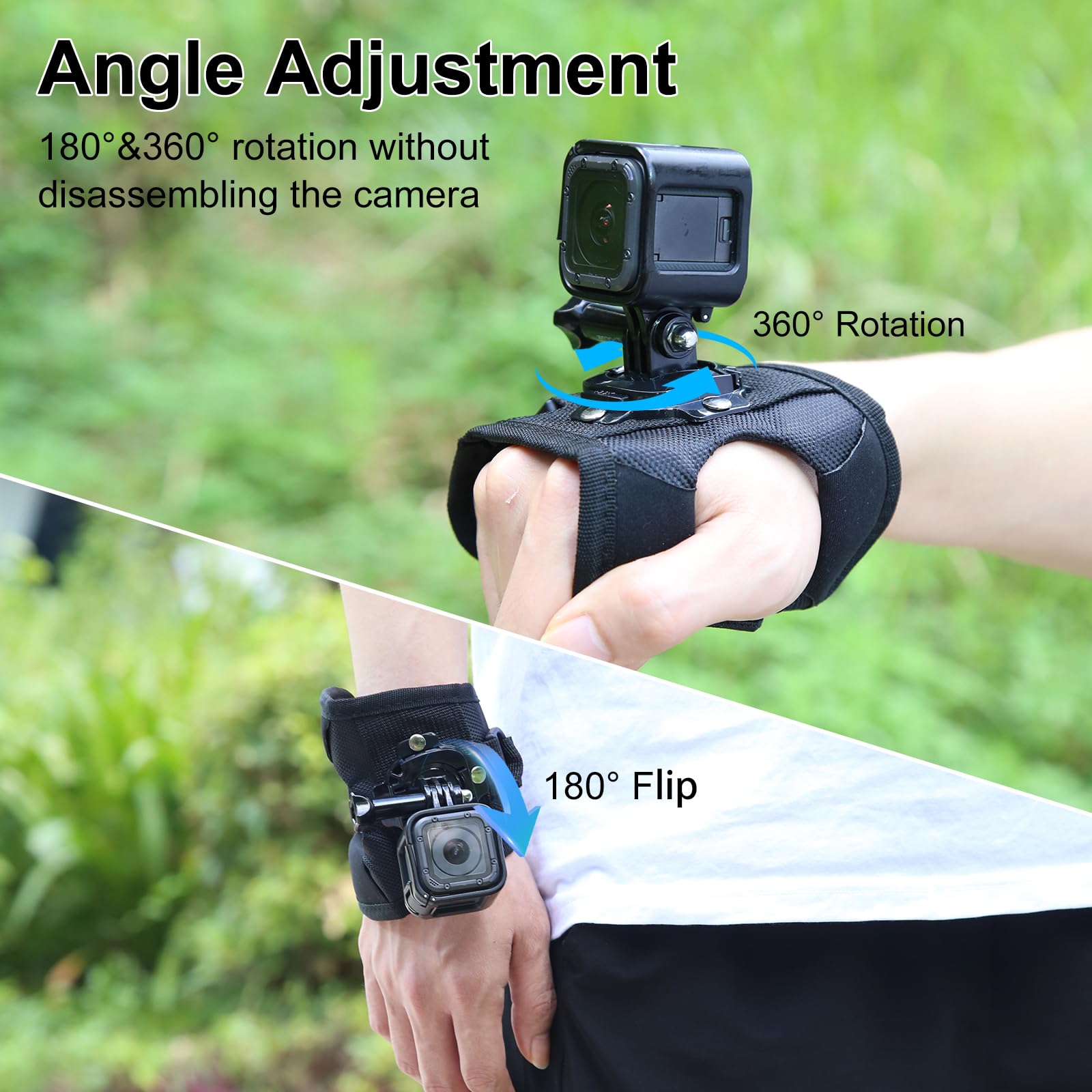 ShipeeKin Sangle de Poignet Dragonne de Main Fixation de Bracelet avec Porte -téléphone Compatible pour Gopro Hero, EK7000, Insta360, Dragon Touch, Yi 4K Surfola Apeman Jadfezy,SLR DLSR