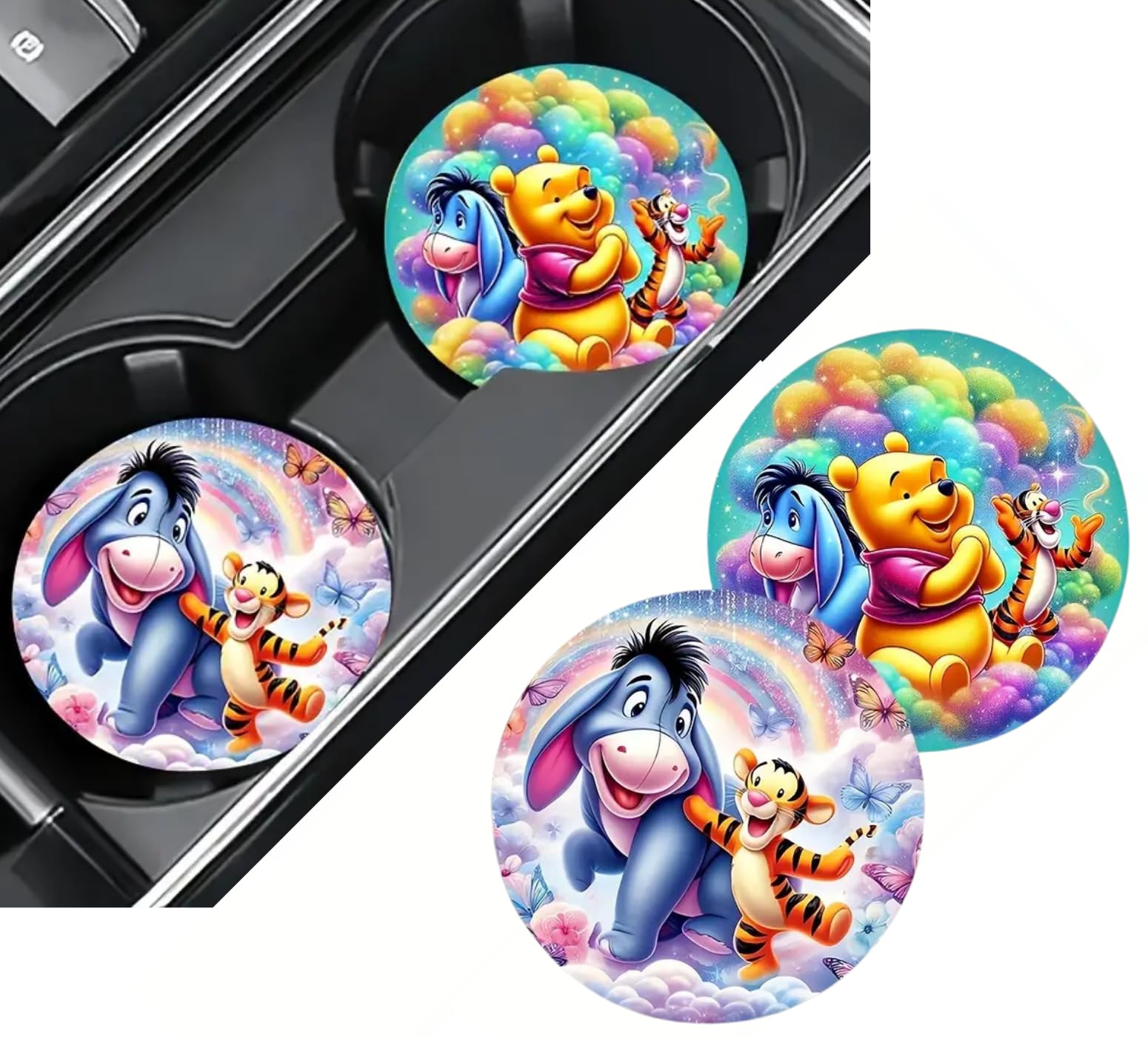 Cgeamdy Car Cup Holder Coaster Universal Auto Cup Holder Insert