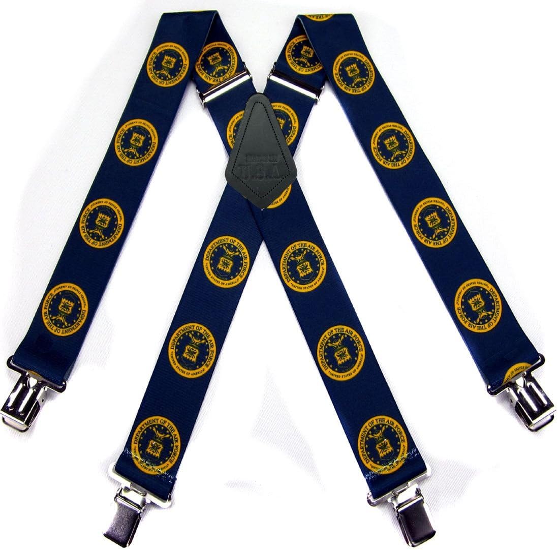 Navy - Gold Air Force Quality Suspenders - Made in the USA