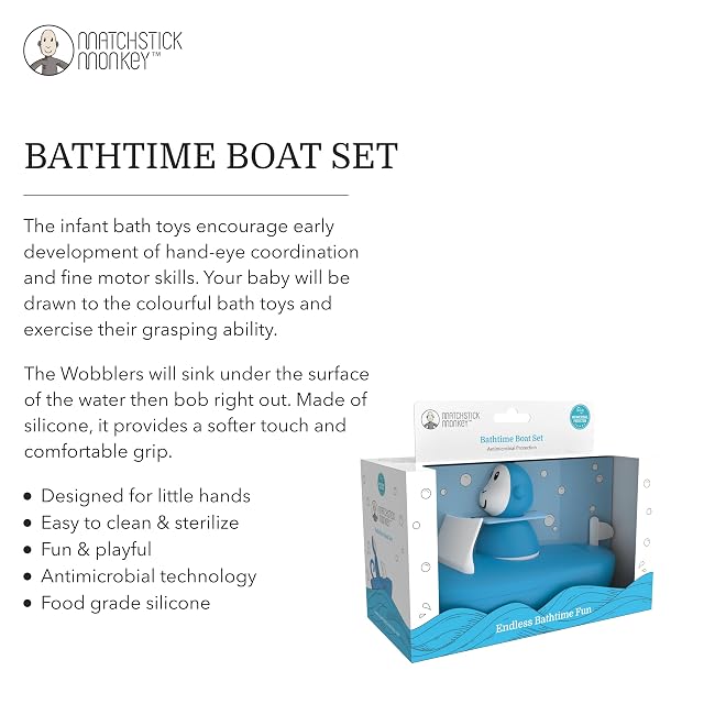 Foto 6 de 7 de Matchstick Monkey, Bathtime Boat Set, Antimicrobial Baby Bath Toy, Easy To Grip, Sensory Learning