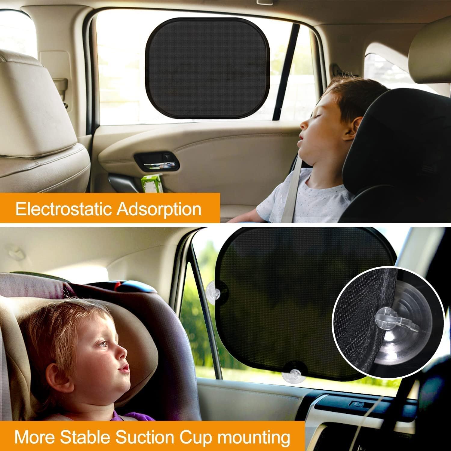 Car Window Shades (4 Pack) PEYOU 2023 Upgrade Side Window Car Window Shade for Baby with 4 Large Suction Cups and Storage Bag