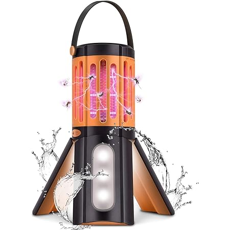 Amazon 蚊取り器 Lukasu 21新型電撃蚊取り器 Uv光源誘引式 薬剤不要 蚊取り 照明両用 Ledランタン 電池別売 Ip67生活防水 アウトドア 室内用 捕虫器