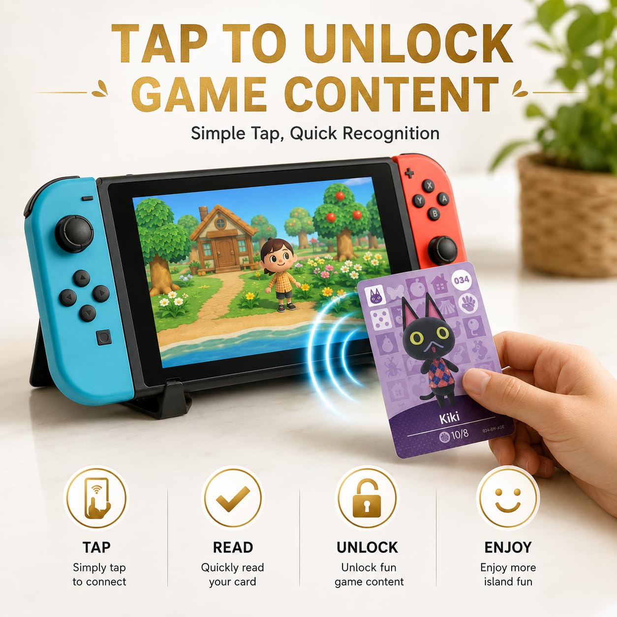 48 PCS NFC Cards for Animal Crossing - Mini Game Cards with Storage Case, 8 RV Cards & 40 Villager Cards, Reusable Tap and Play Cards for Nintendo Switch, Switch OLED and Switch Lite Players