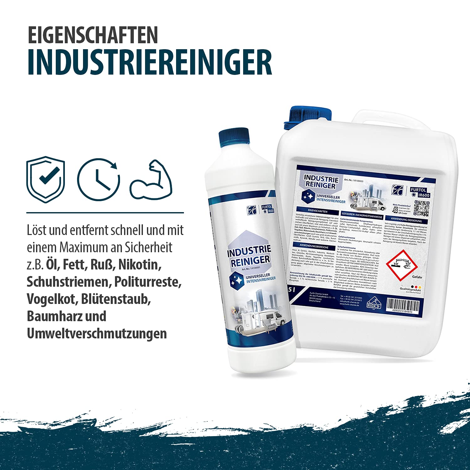 Industriereiniger FURTOL IR-600 als Wohnwagen- und Industriereiniger, Nikotinentferner, Felgenreiniger und Fahrradkettenreiniger, 10 Liter