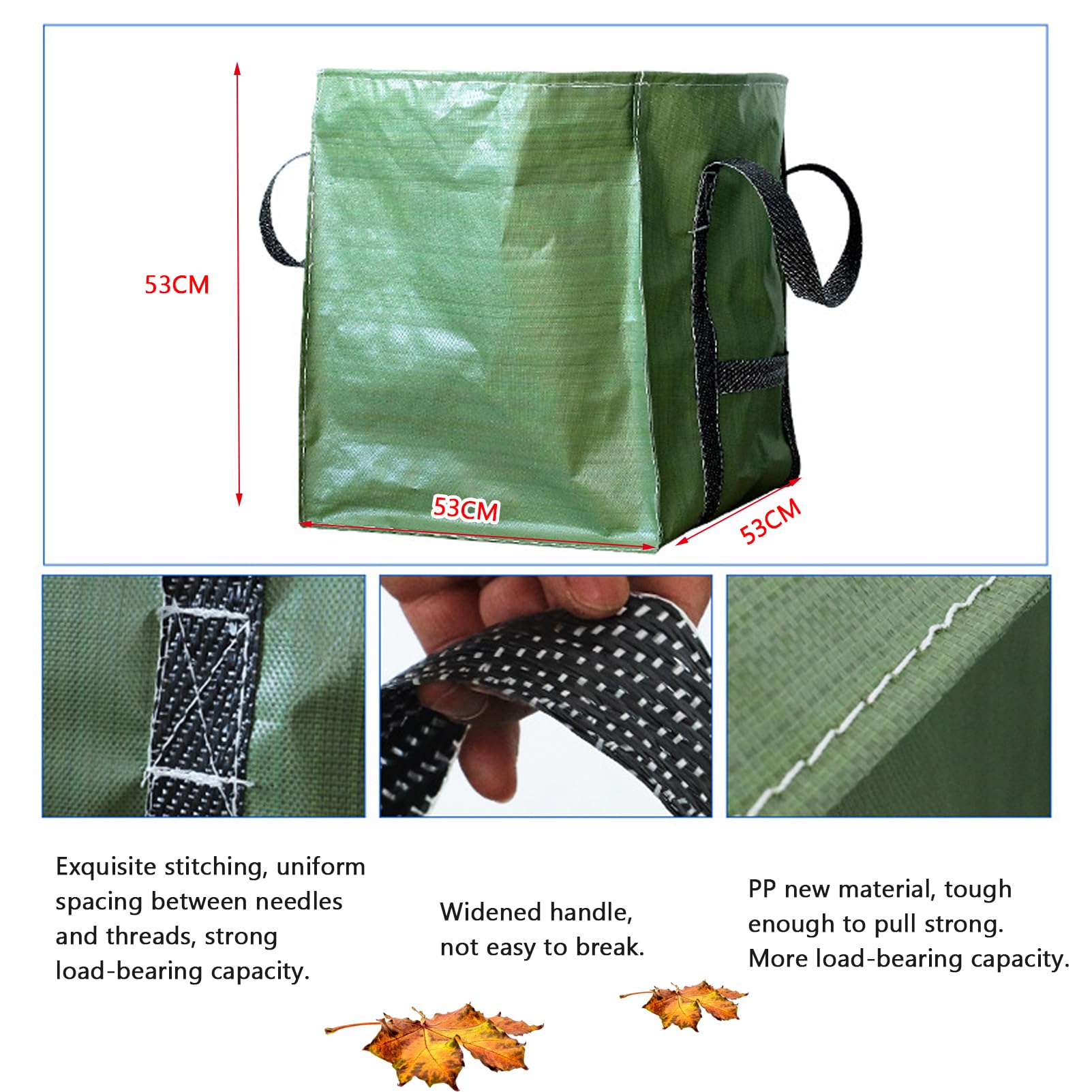 2 Bolsas de Basura de Jardín, 150 l, Bolsas de Jardín Reutilizables Resistentes, Tela Industrial y Asas, Bolsas de Basura de Jardín para Recoger Residuos de Plantas, Hierba y Hojas