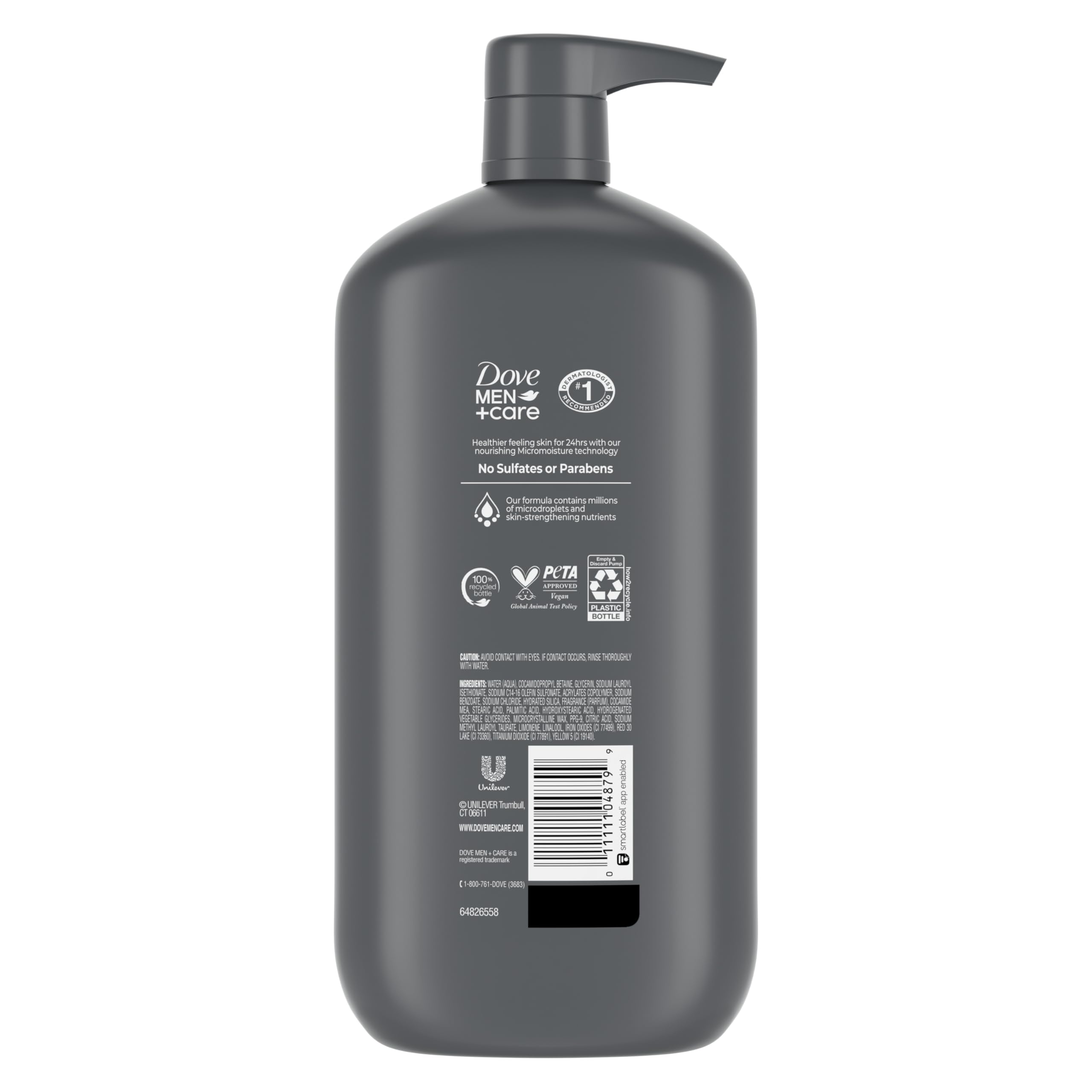 DOVE MEN + CARE Body and Face Wash Exfoliating Deep Clean for Men, with 24-Hour Nourishing Micromoisture Technology Body Wash, 30 oz