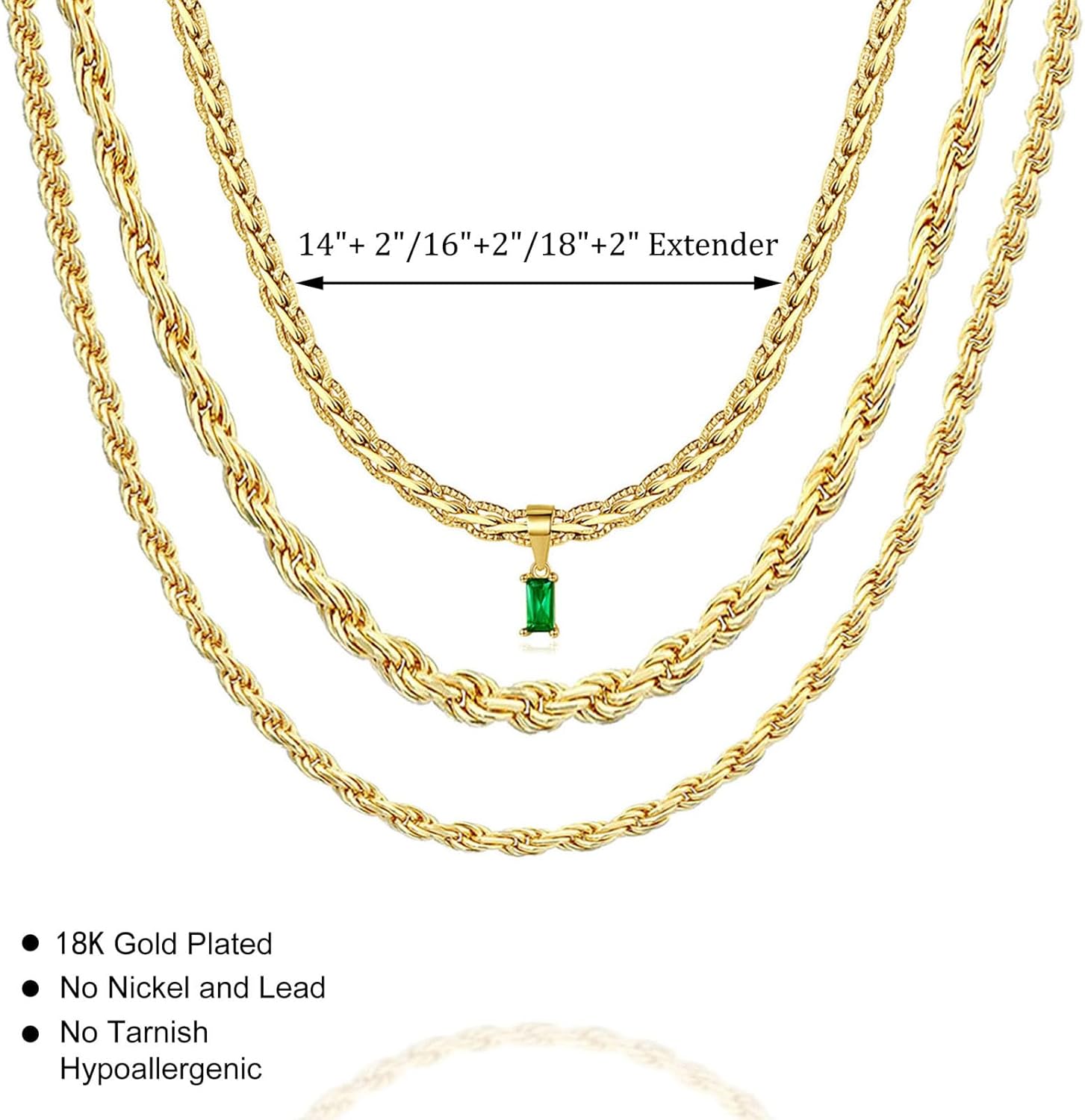 Dainty Layering Necklaces for Women 18K Gold Plated Rope Chain Vintage Waterproof Anti Tarnish Layered Choker Necklace - Image 2