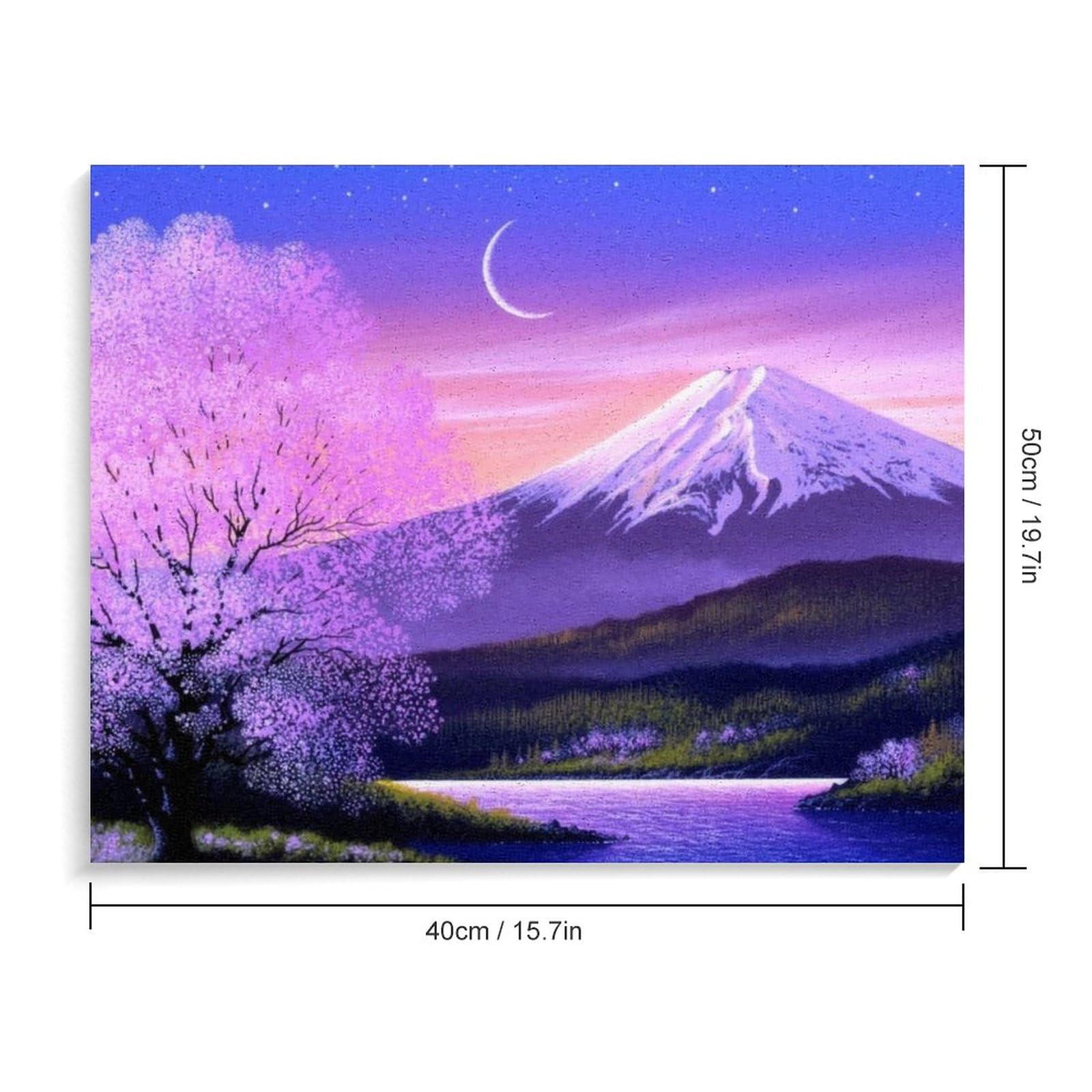 Amazon | 紫の木 富士山 数字油絵 ロマンチックなファンタジー風景