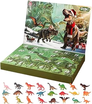 Christmas Cartoon Dinosaur Advent Calendar Christmas 24 Days Countdown Calendar Shiny Dinosaur Gift Box 2025 Suitable for Boys and Girls, Dinosaur Lovers