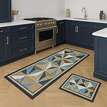 Anti Fatigue Kitchen Rug Sets Non Slip Kitchen Mats for Floor Cushioned Kitchen Rugs and Mats Waterproof Comfort Standing Mat Runner for Kitchen (2 Piece) (2)