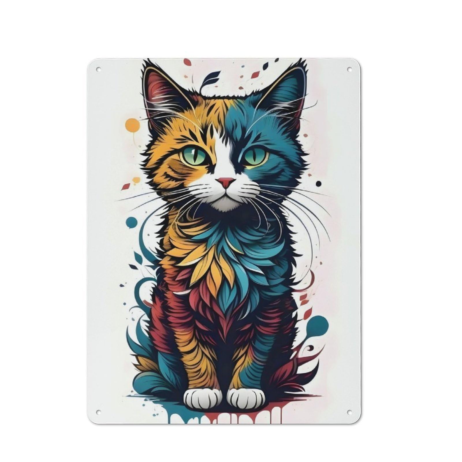 Junmoney Crossbreed Cat Shop Front Style Cafe Metal Sign 40X30cm, Bistro Wall Plaque For Tea Room, Shop Wall Or Breakfast Area