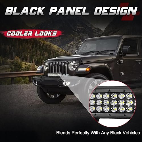 Miniatura 5 de OFFROADTOWN Barra de luz LED de 12 pulgadas, triple fila de luces todoterreno, barra LED negra, 108 W, combo de luz de conducción antiniebla con