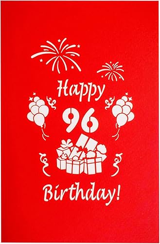 Miniatura 7 de iGifts And Cards Tarjeta de felicitación emergente 3D de feliz cumpleaños 96 con regalos - Noventa y seis, impresionante, globos, único,