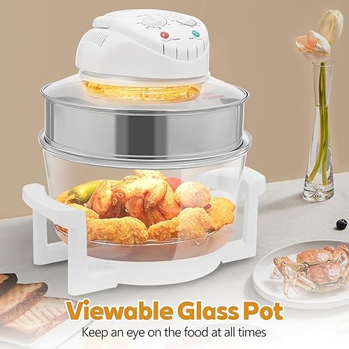 Miniatura 4 de Freidora de aire de vidrio no tóxica 18QT multifunción grande con olla de vidrio visible 360 antideslizante temporizador de 60 minutos para uso