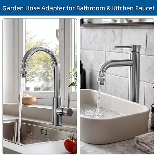 Miniatura 5 de Hibbent Kit adaptador de manguera de jardín, adaptador aireador de grifo giratorio para conectar manguera de jardín, manguera de jardín de varios
