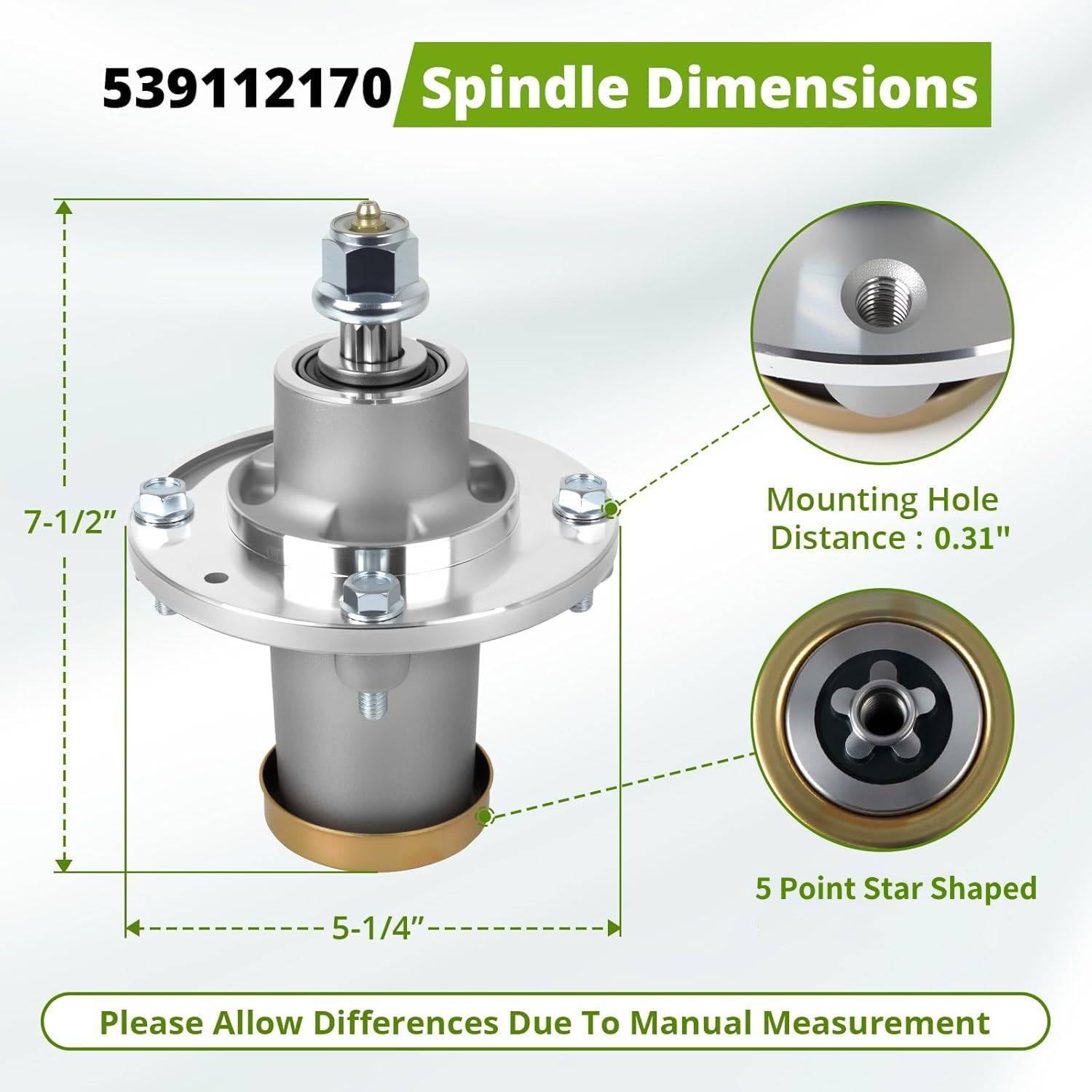 Kit de reconstrucción de cubierta de cortacésped compatible con Hu sqvarna para MZ6128 FD61M de 61 pulgadas, incluye 3 husillos 539112170, 3 cuchillas 134149, 3 tensores 539132728 y 1 correa