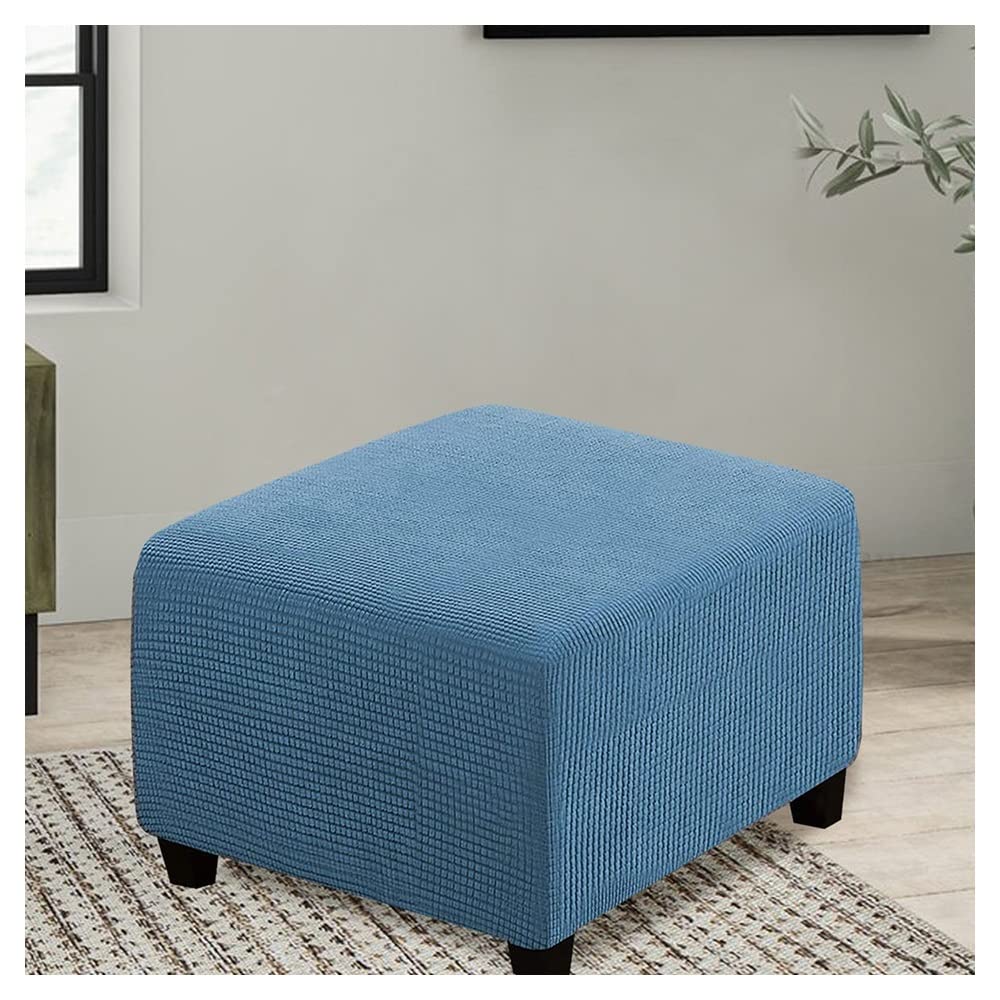 Square Ottoman Cover Stretch Stool Slipcover, Soft Velvet/Jacquard Ottoman Footstool Protect Anti-Slip Foot Stool Covers Pouffe Cover With Elastic Bottom, Washable ( Color : #6 , Size : 45x45cm/18x18i