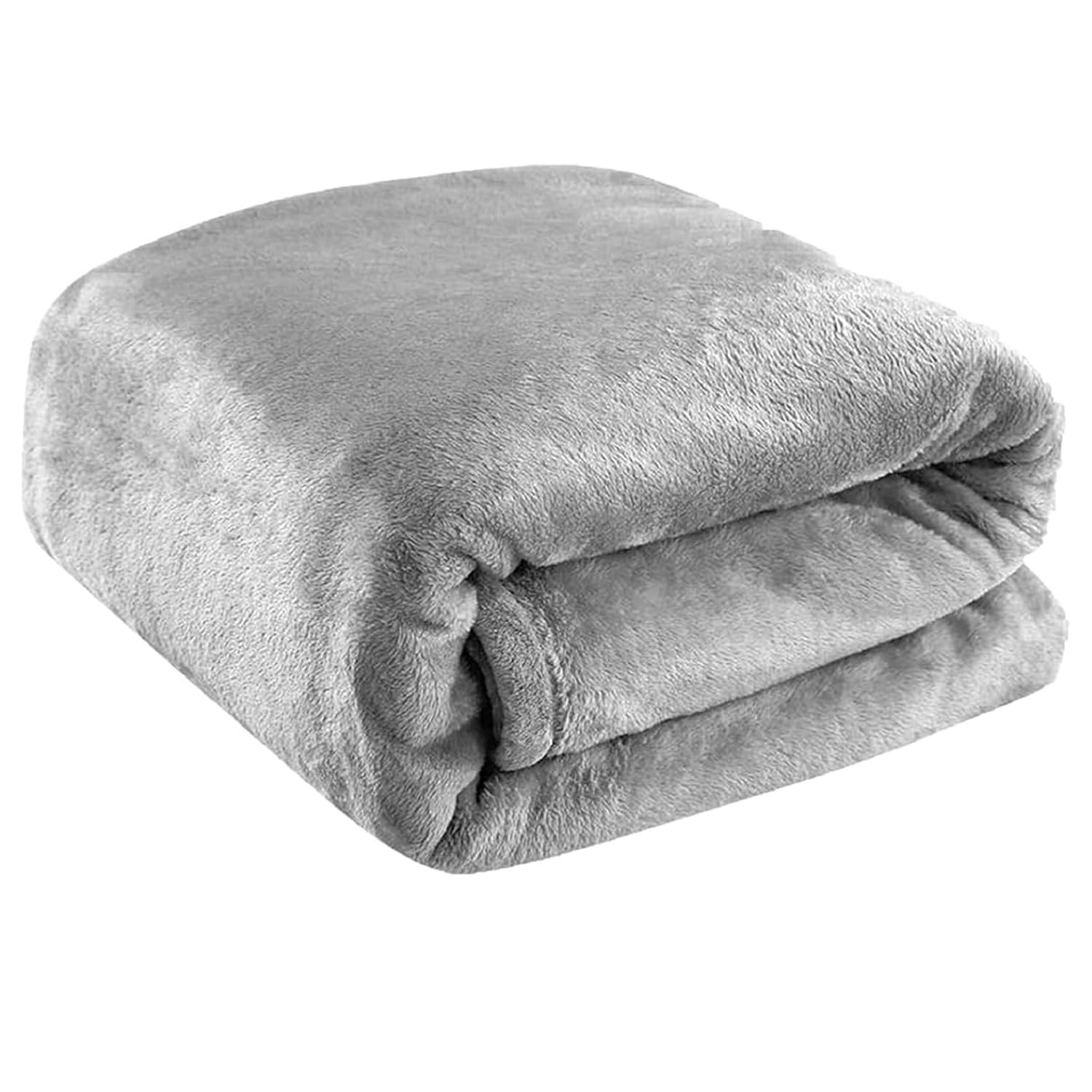 Luxury Fleece Throw Faux Fur Over Sofa Bed Blankets - 100% Polyester, Ultra Soft Large Size Warm Cosy Plain Winter Blanket for Bed Settee Couch Throws (Silver, Double - 150 x 200cm)