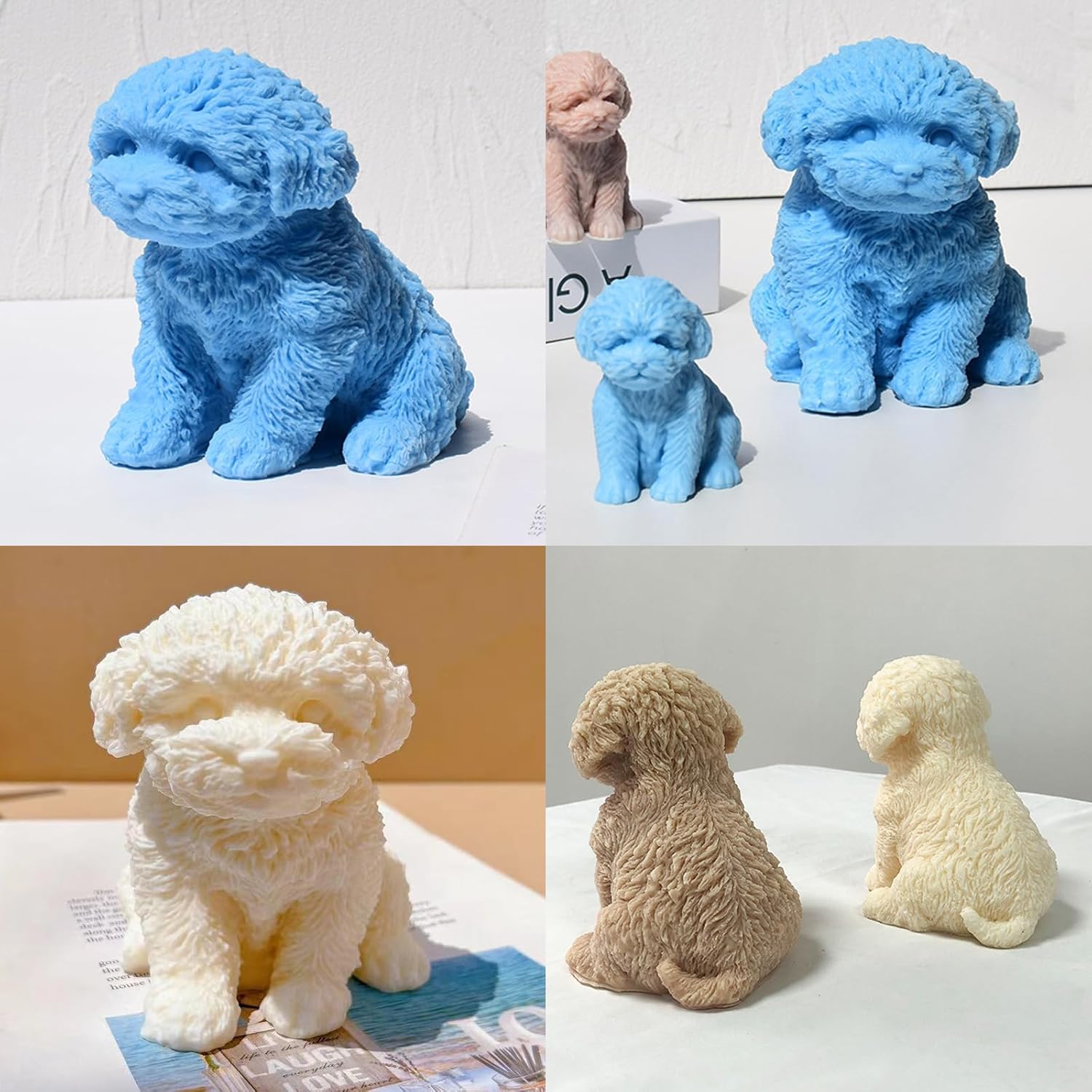Large Puppy Silicone Mold, Cute Dog Resin Candle Molds, 3D Animal Fondant Chocolate Cake Decorating Mold, Creative Dog Candle Soap Wax Epoxy Concrete Mold DIY Art Craft Dessert Home Decor