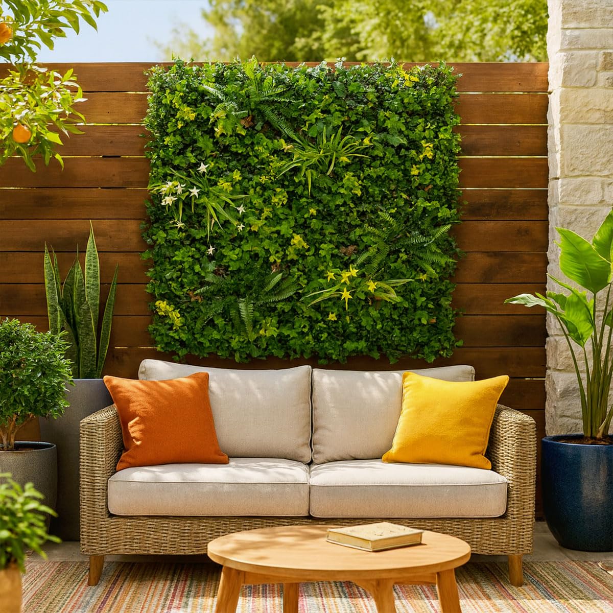 SYNTHAIETIK Lot de 5 Murs Artificiels Modèle Vegetal Chic Le Mur VégétalChic Artificiel est Une création Exclusive en édition limitée, conçue pour Les Amateurs de décors Premium (1M x 1M, 5, Unite)