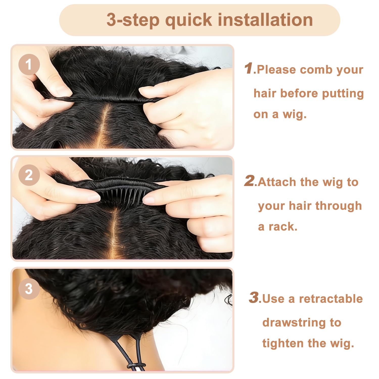 Kinky Straight Half Wig Human Hair 200% Density 3 In 1 Wear and Go Glueless Wigs Human Hair Half Wig Kinkystraight Seamless Flip Over Wig Human Hair Glueless Beginner Friendly Natural Black 14 Inch