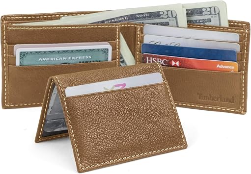 Timberland Men's Leather Passcase Bifold Wallet Hybrid, Tan, One Size