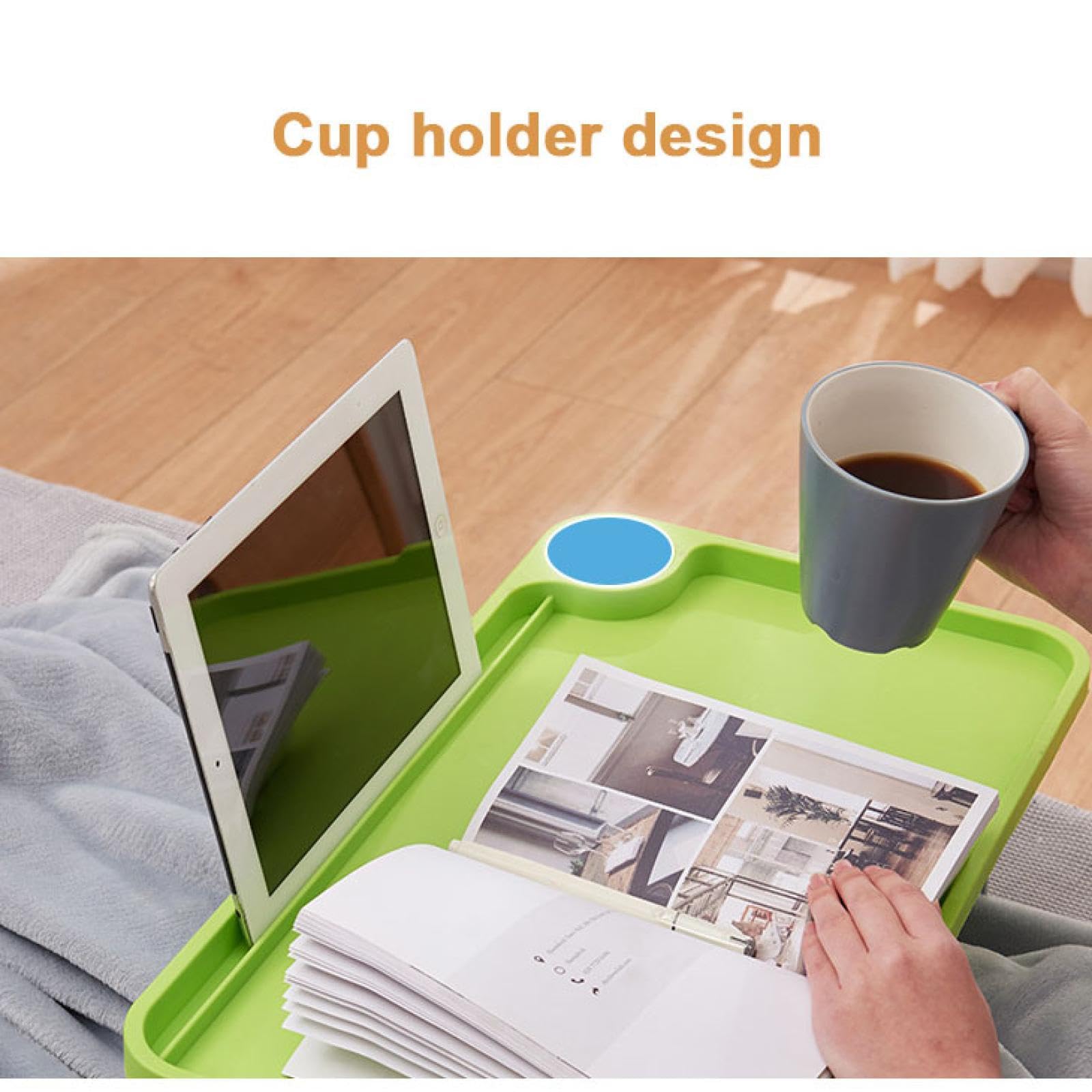 Tragbares Frühstückstablett – Faltbarer Laptoptisch mit Getränkehalter – Platzsparender Schreibtisch für Home Office & Reisen – Multifunktionale Ess- & Arbeitsfläche