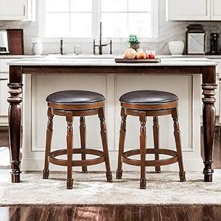 ERGOMASTER Bar Stools Set of 2 Swivel Barstools 24 Inch Counter Height Bar Stools Backless Sturdy Solid Wood Chairs with S... Price In India