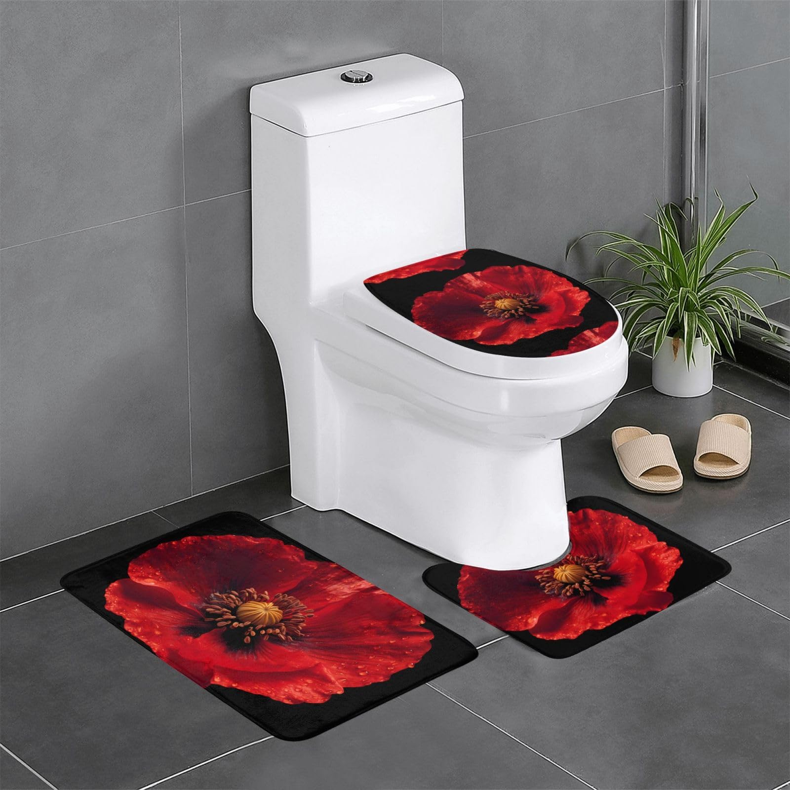 Tapis de salle de bain antidérapant lot de 3 pour sol sec et sain