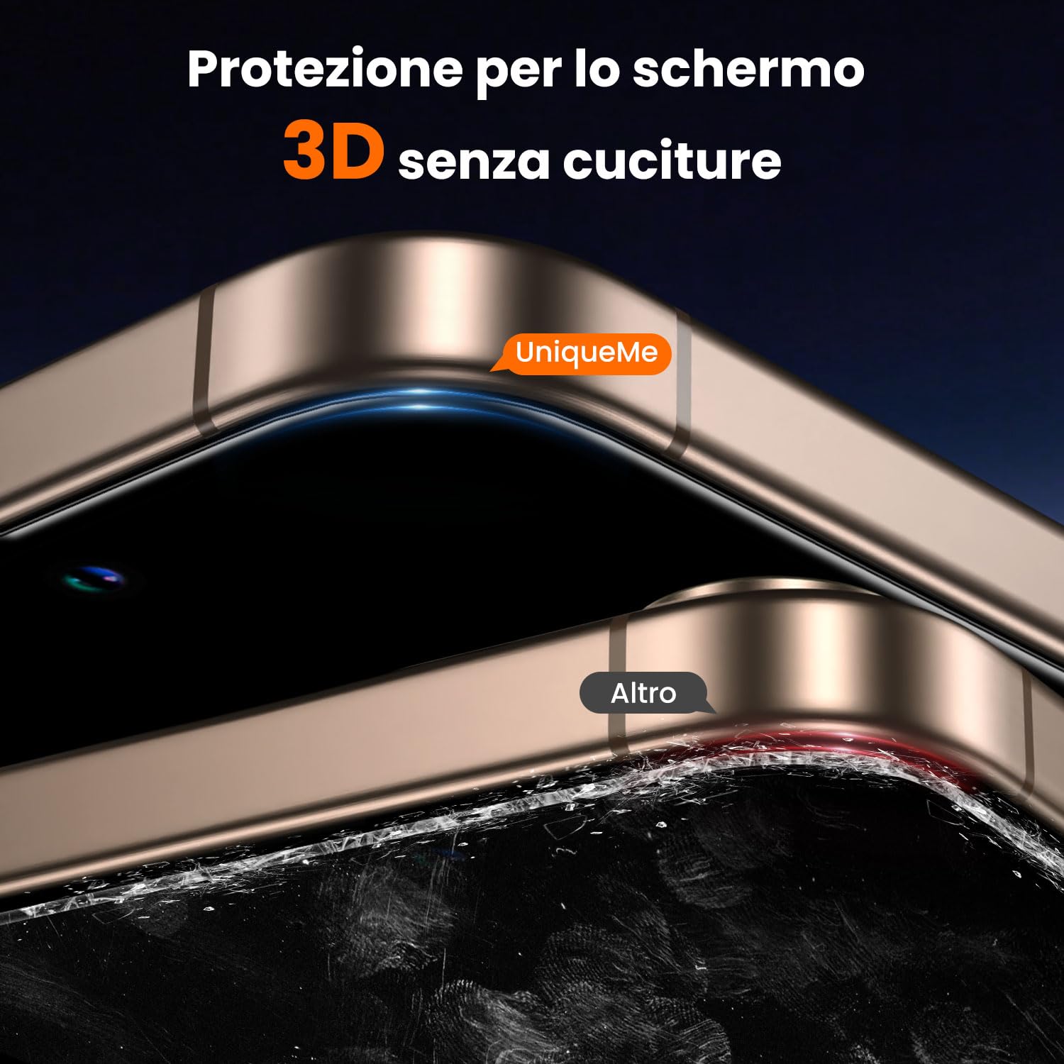 UniqueMe per iPhone 16 Pro Max Pellicola Protettiva - 2 Pezzi Pellicola Vetro Temperato per iPhone 16 Pro Max, Rimozione Automatica Della Polvere, Auto Guarigione, Installazione Facile e Veloce