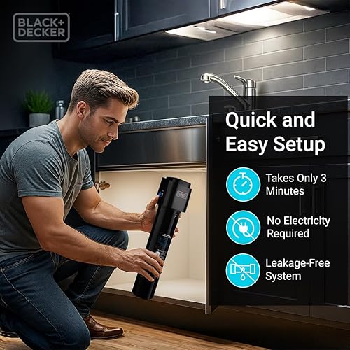 Miniatura 5 de BLACK+DECKER Filtro de agua para debajo del fregadero de 15 pulgadas  Filtración eficiente  16,000 galones  Certificado NSFANSI 372 y 42  Elimina