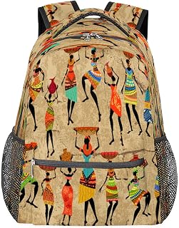 Mochilas escolares leves para meninos e meninas adolescentes mulheres africanas à prova d'água 16 polegadas mochilas para laptop de viagem casual mochila adequada para homens e mulheres trabalho viagens caminhadas acampamento, Multicor, Medium