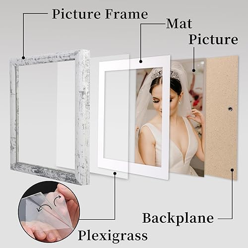 Miniatura 3 de Portarretratos de 8 x 10 pulgadas con paspartú de 6 x 8 pulgadas, marcos de fotos blancos desgastados para decoración, paquete de 6