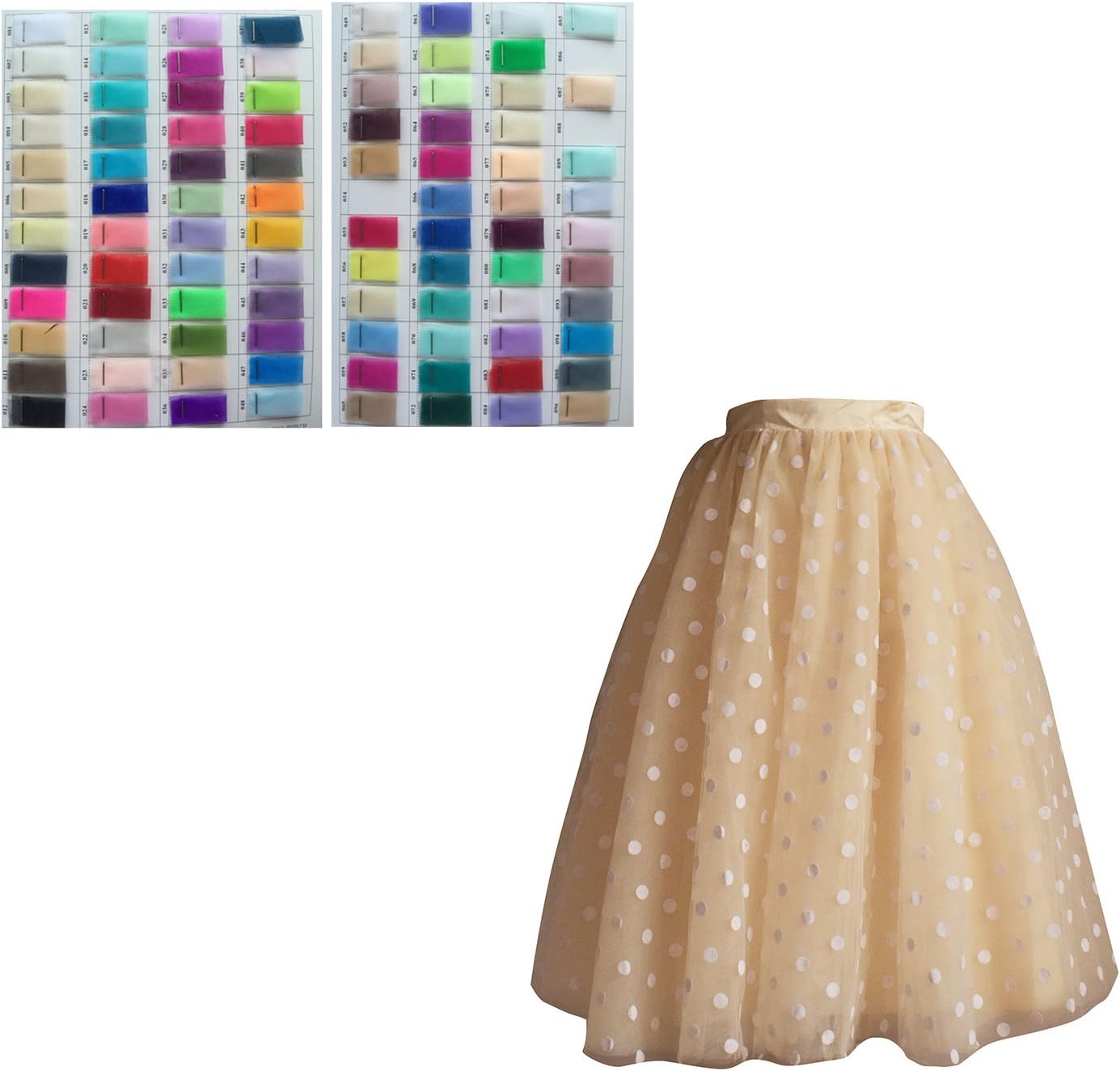 Women Polka Dot Tulle Knee Length Skirt Wedding Bridesmaid Tutu Skirt Custom Color Custom Size