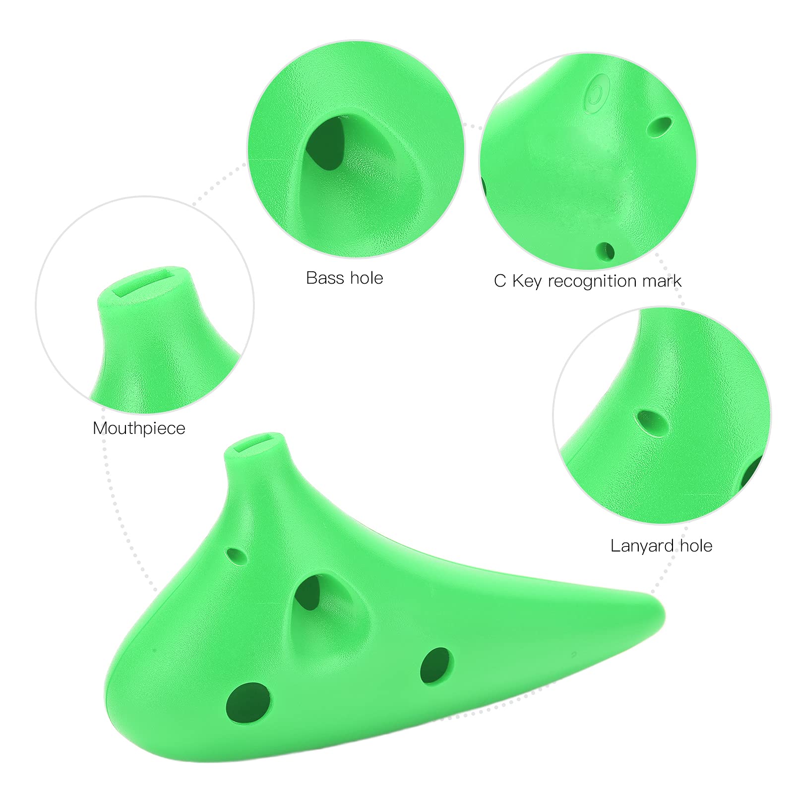 Ocarina ABS C Tune Instrument de Musique 12 Trous pour Adultes Enfants Apprenants Professionnels Confortable à Tenir et à Jouer Instrument de Musique Idée (vert)